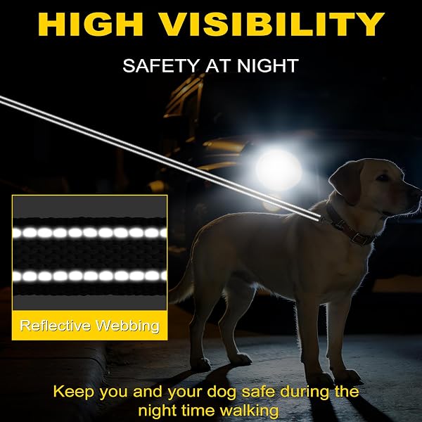 X XBEN Correa para Perro, 1M 1,2M 1,8M 2M 2,2M Correa Reflectante Resistente con Mango Acolchado, Correa de Adiestramiento para Cachorros, Perros Pequeños, Medianos y Grandes,con Hilos de Goma Suave - 4