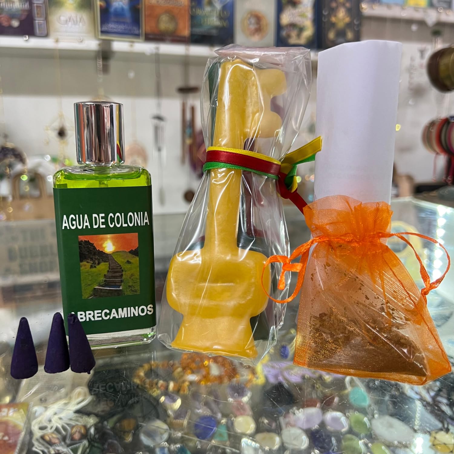 Ritual Abre Caminos: Pack con 3 Velones de Llave, 3 Lazos de Colores, Hierbas, Saco, Perfume, Conos de Incienso e Instrucciones de Uso con Oración | Ritual Completo para Desatrancar Situaciones.