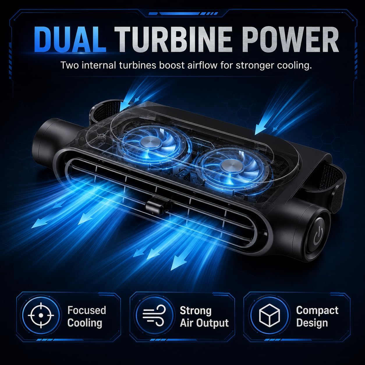 Mini USB Rechargeable Car Cooling Fan, 3 Speed Control Portable Neck Headrest Fan, Fit for Sedan, SUV, RV, Truck and Van(Black)