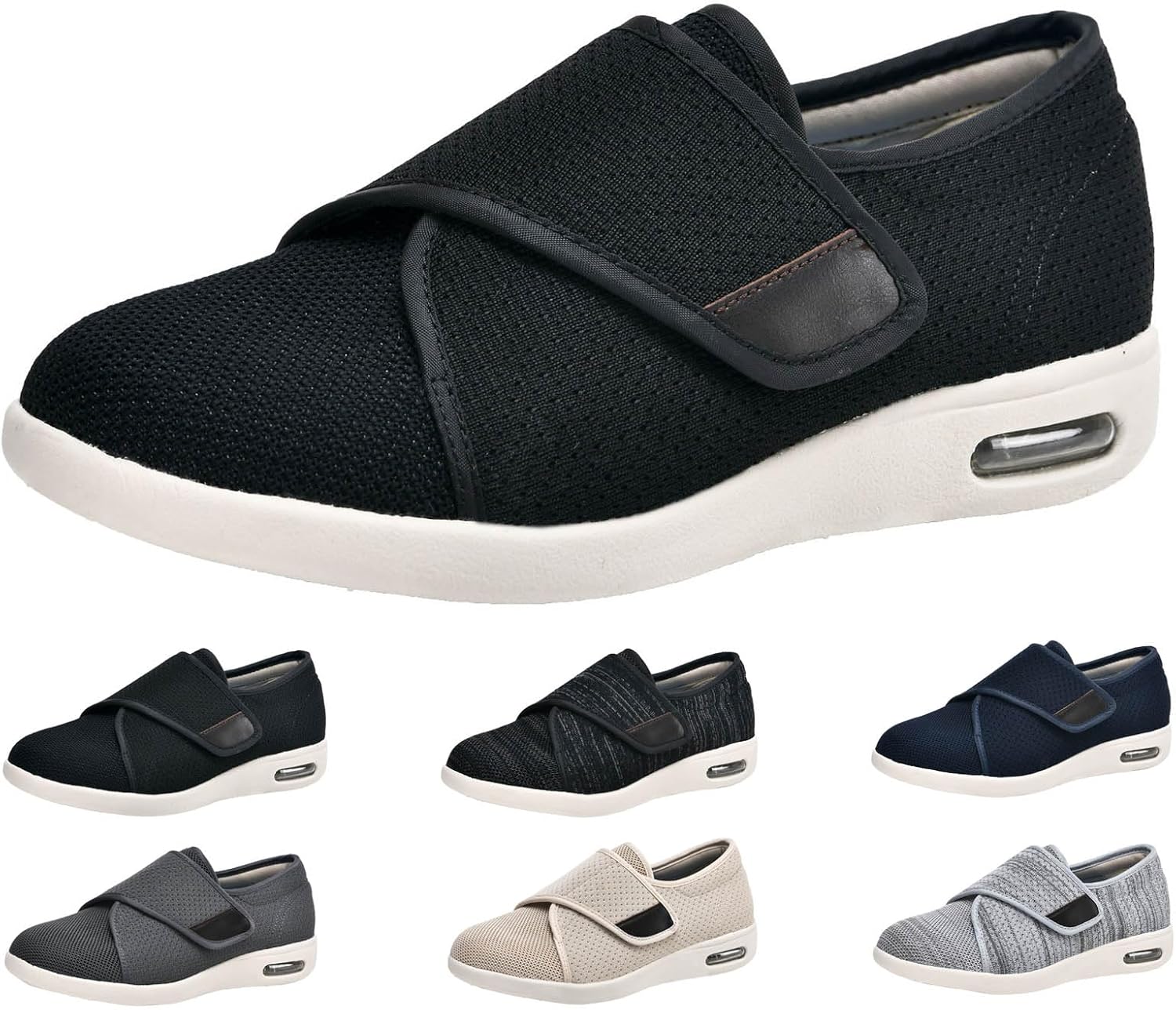 bumuam Women's Men Diabetic Shoes,Casual Adjustable Walking Shoes Wide Shoes with 3 Pairs Insoles Replacement for Support Swollen Feet Men 12