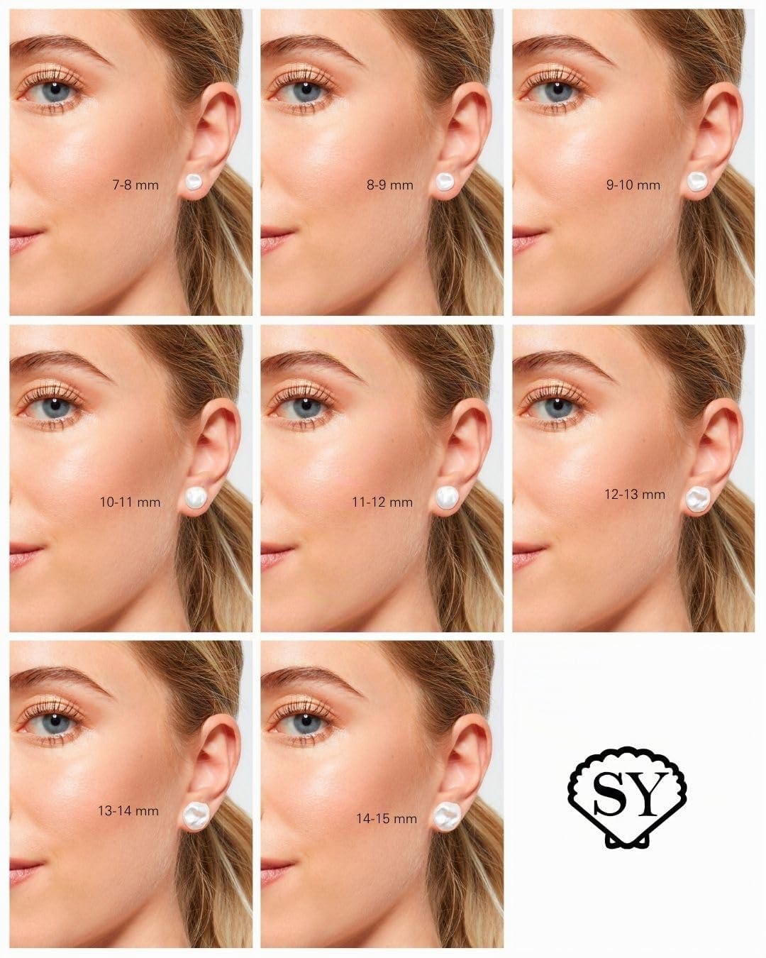 Damen Perlenohrringe Barocke Keshi Süßwasser Zuchtperlen in Weiß und Grau von SECRET & YOU - Perlen Ohrstecker Sterling Silber 925 - Erhältlich in 10 Größen von 7 mm bis 16 mm