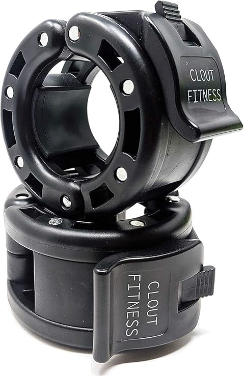 Clout Fitness Quick Release Pair of Locking 2" Olympic Size Barbell Clamp Collar Great for Pro Crossfit Training (Black)