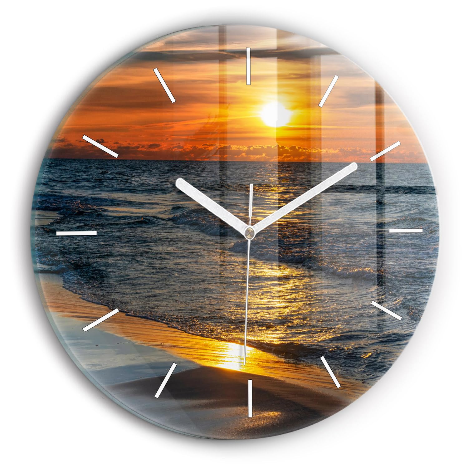 Horloge en verre 30 cm Wallfluent Władysławowo au design moderne