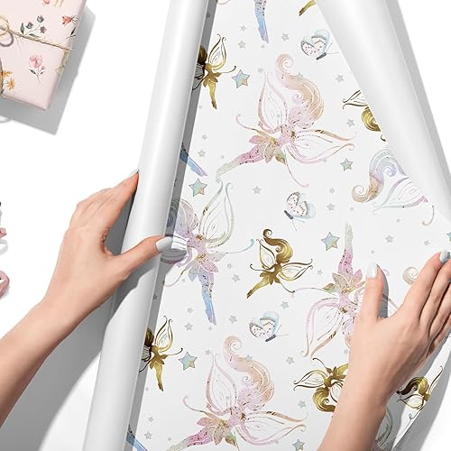 Miniatura 2 de TAKEALOOKO Papel de regalo de hadas de cuento de hadas  12 piezas de papel de regalo de fantasía de niñas del bosque para cumpleaños y baby shower,