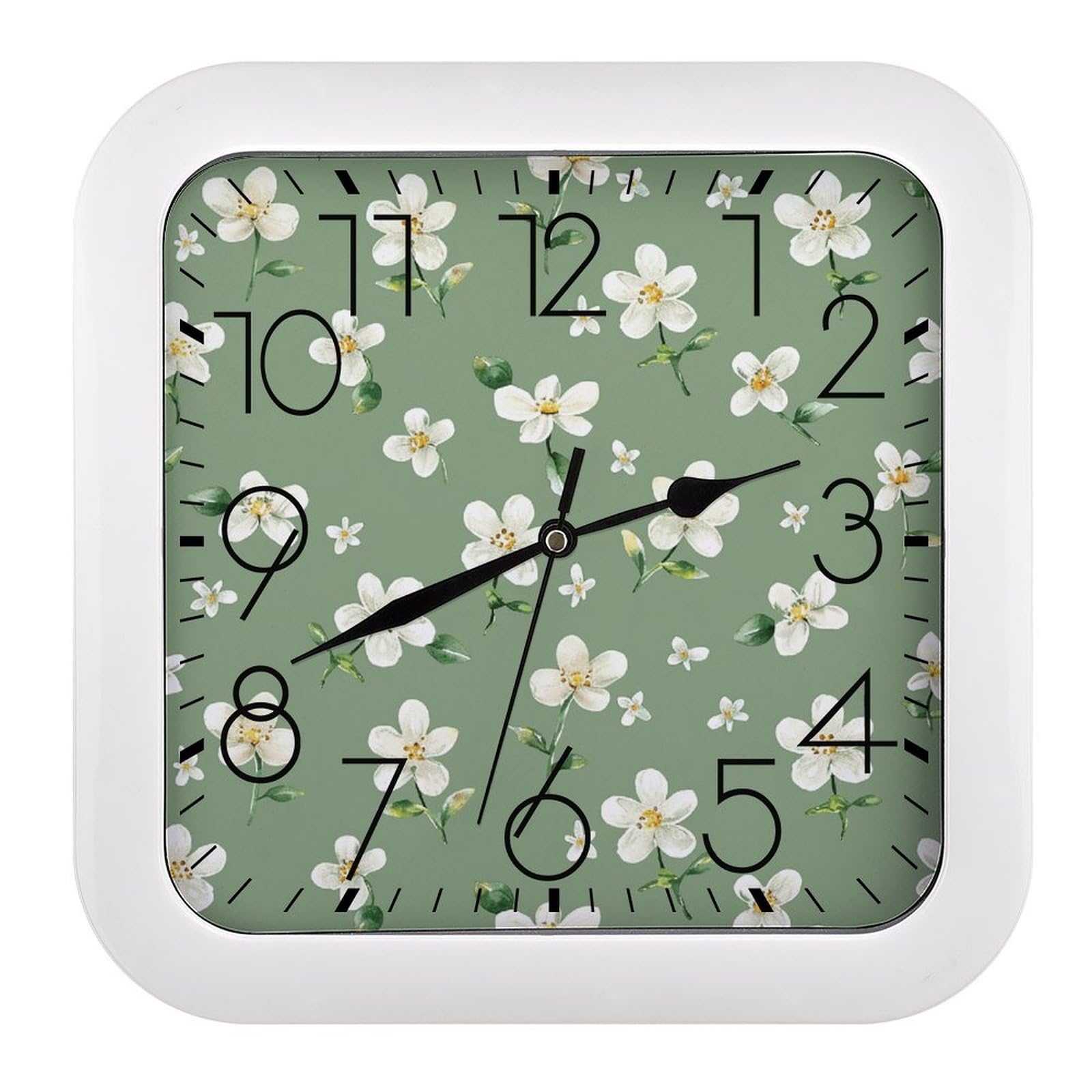 Horloge murale carrée vintage à fleurs, idée cadeau de pendaison de crémaillère