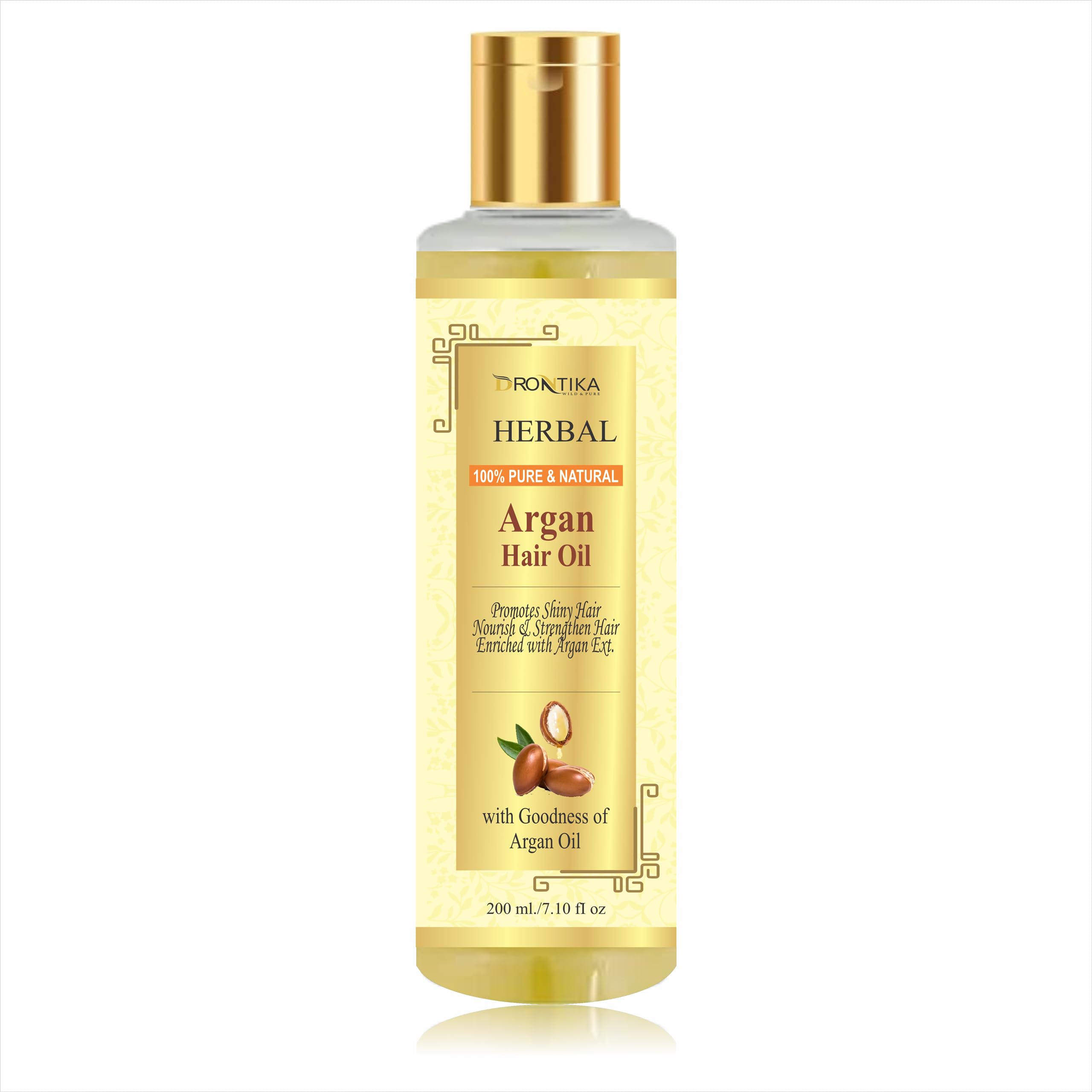 Herbal Moroccan Argan Hair Oil - Cold Pressed - No Mineral Oil & Silicones-For Shiny Nourished Hair - 200mL