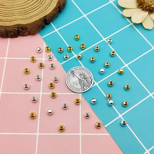 Miniatura 44 de 400Pcs Spacer Beads for Jewelry Making 6mm Metallic Plated Round Beads Seamless Smooth Loose Ball Beads Crimp Stopper Beads Metal Spacer Beads for