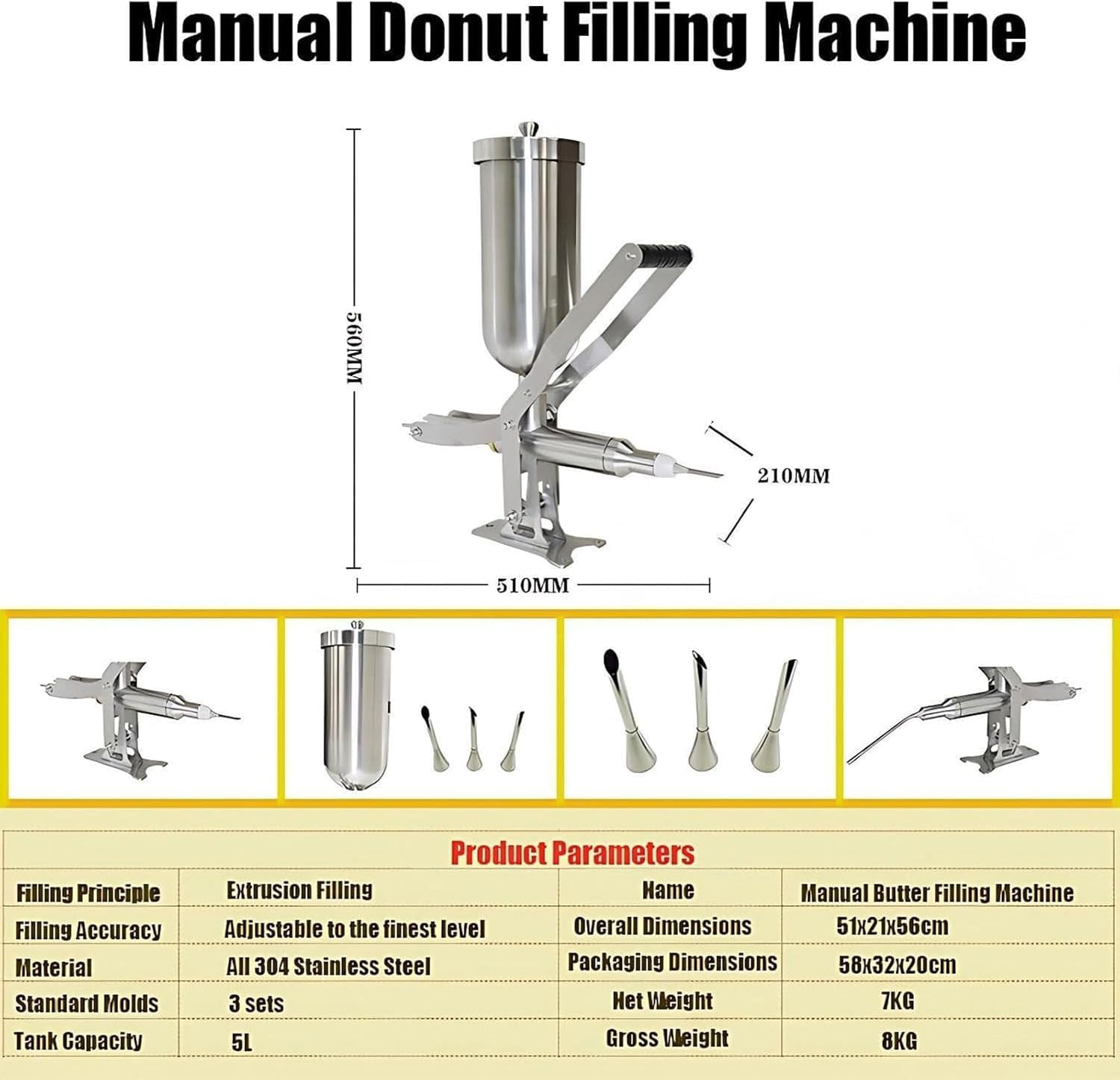 Cette Machine à garnir Les Beignets, équipée d'un injecteur de crème à 4 Tubes, est idéale pour Les boulangeries, Les cafés et Les pâtisseries. Elle Permet Un garnissage Efficace des pâtisse