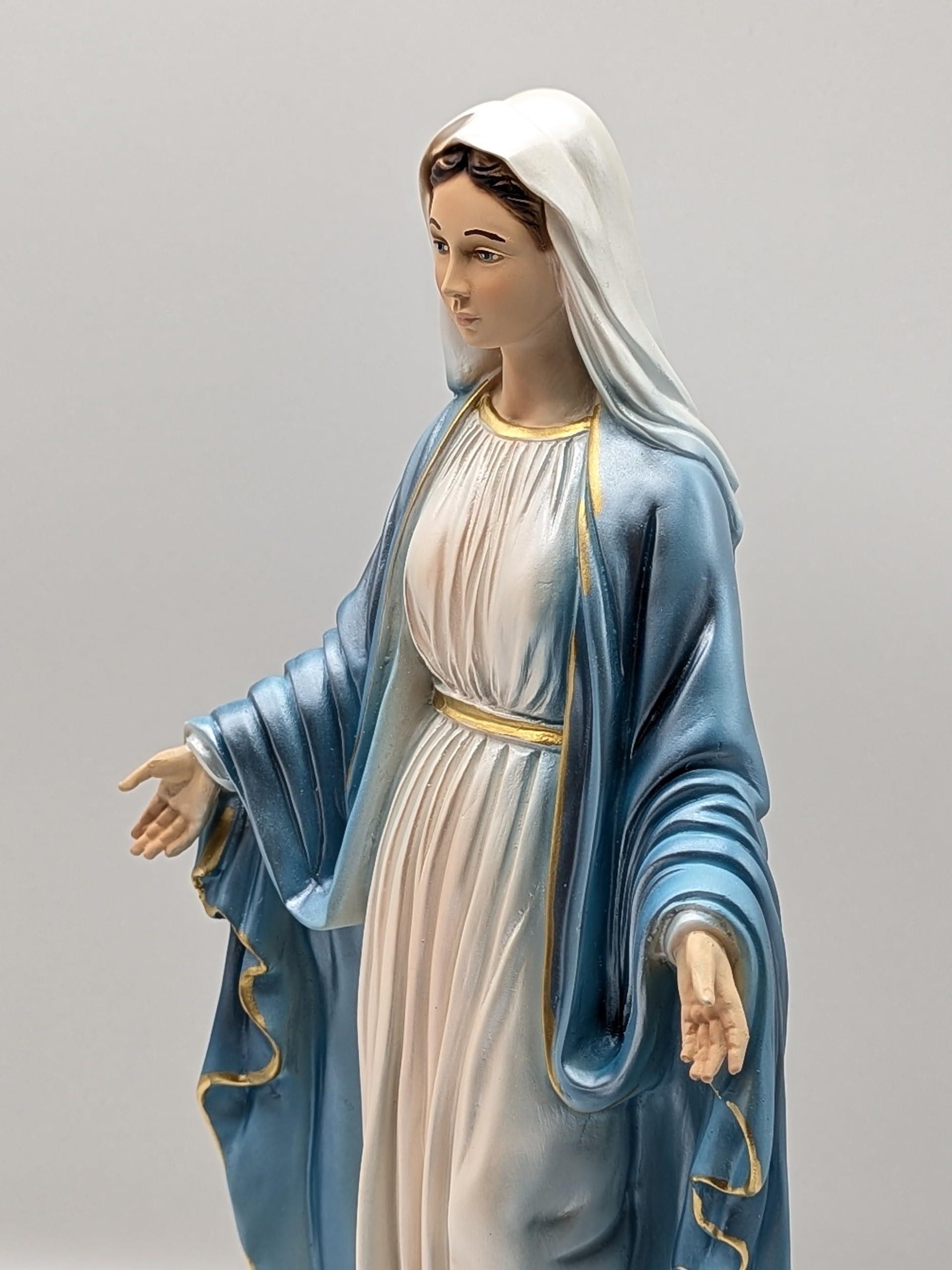 OVUNQUE PROTEGGIMI Statua Madonna Immacolata o Miracolosa in Resina, cm 40, perlata, per Interni ed Esterni, Statuetta della Madonnina Realizzata e Dipinta in Italia