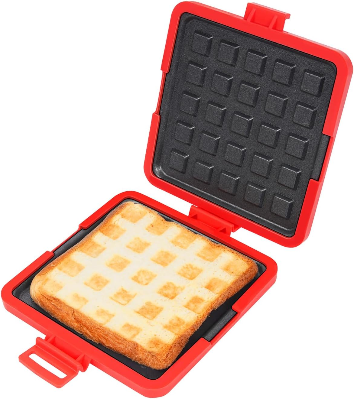 GLOGLOW Microwave Toastie Maker, Faster Cooking Breakfast Grilled Cheese Snacks Dishwasher Cordless Silicone Non Stick Plates Machine for Home (Red)