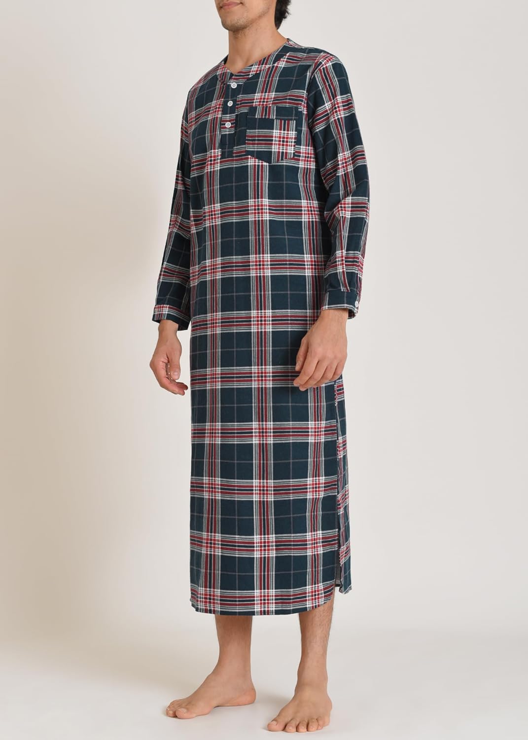 Latuza Men's Long Nightgown Cotton Flannel Nightshirts for Sleeping - Image 2