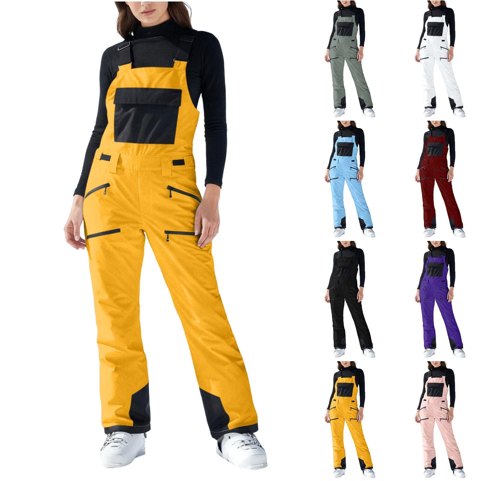 Generisch Pantalones de esquí para mujer, impermeables, pantalones de esquí para mujer, pantalones de softshell holgados, mono de invierno, mono de invierno, pantalones de nieve, pantalones de