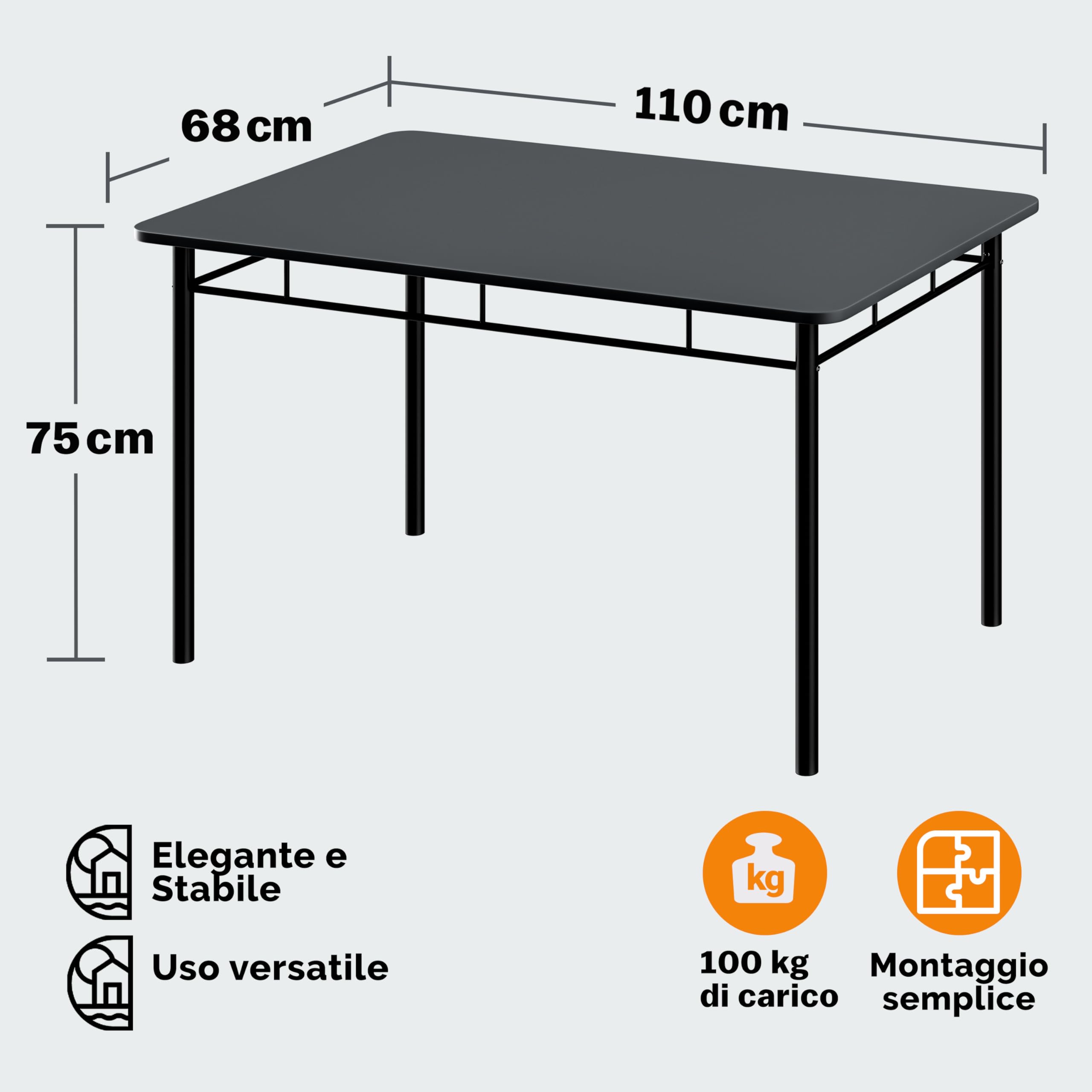 Casaria® Gruppo di Sedute Leo Set 5 Pezzi Tavolo da Pranzo con 4 Sedie Set di Mobili per Sala Cucina Soggiorno Salotto Set da Pranzo Tavoli Sedia