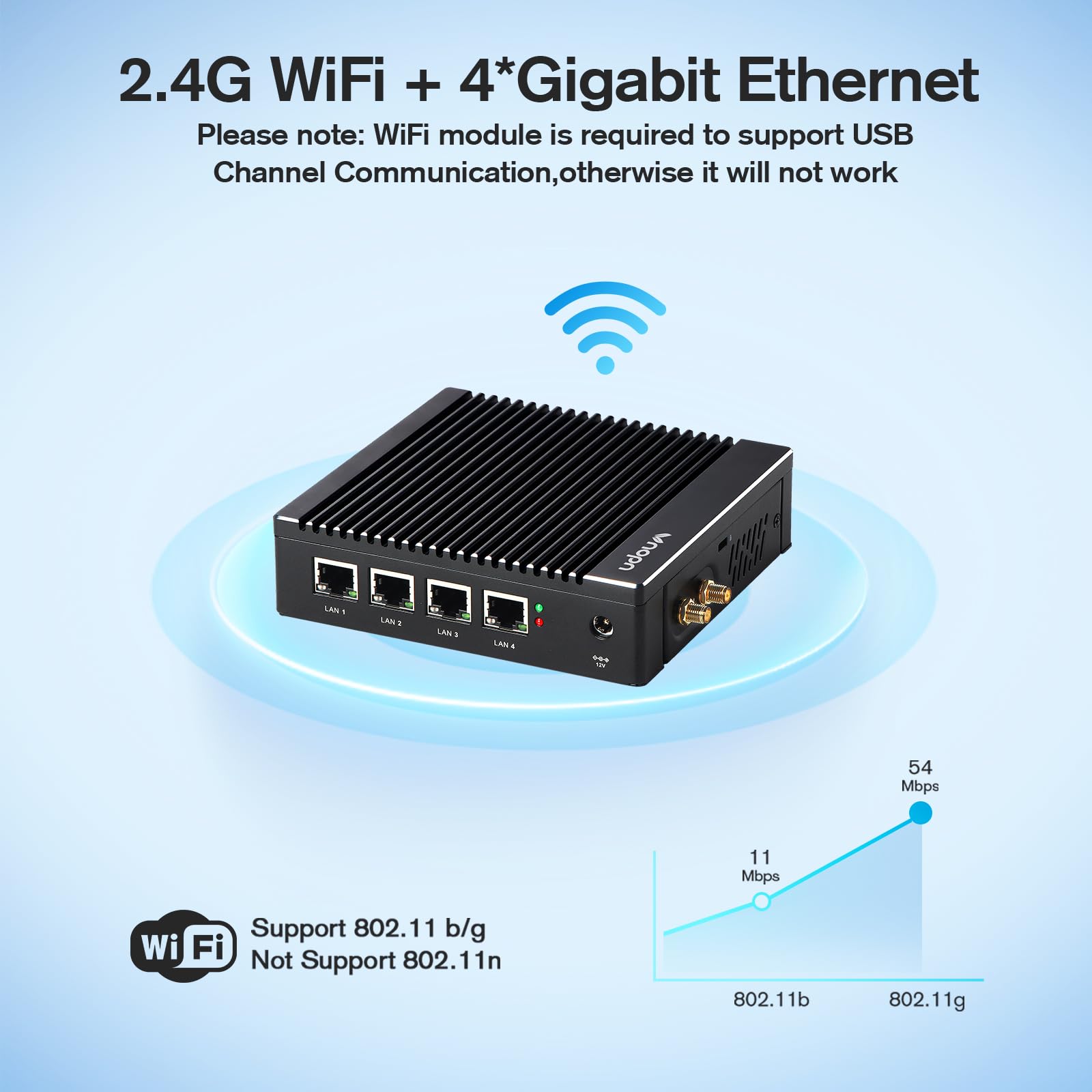 Sharevdi Fanless Firewall Appliance 6X Intel i226 LAN Firewall Mini PC Intel N3710 4C/4T,DDR3 mSATA SSD, Network Gateway Soft Router, Test with P-F-Sense/OPN-Sense AES NI HD/Type-C/SIM Card/TF/Wi-Fi: N3710/8 GB DDR3/64 GB SSD/4 LAN