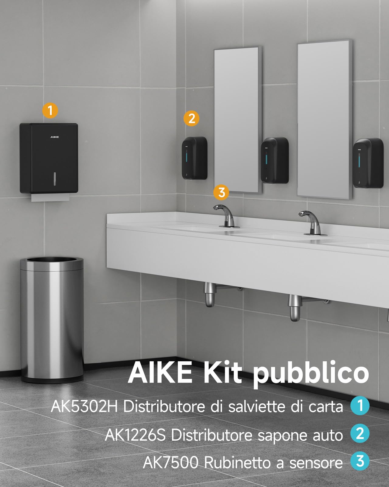 AIKE Dispenser Di Salviette Di Carta Allargato, 400-Fogli A Parete Per H2, H3, Foglio Piegati Z/V/C E Multifold (Dimensioni ≤25,2 * 11,5cm), AK5302H