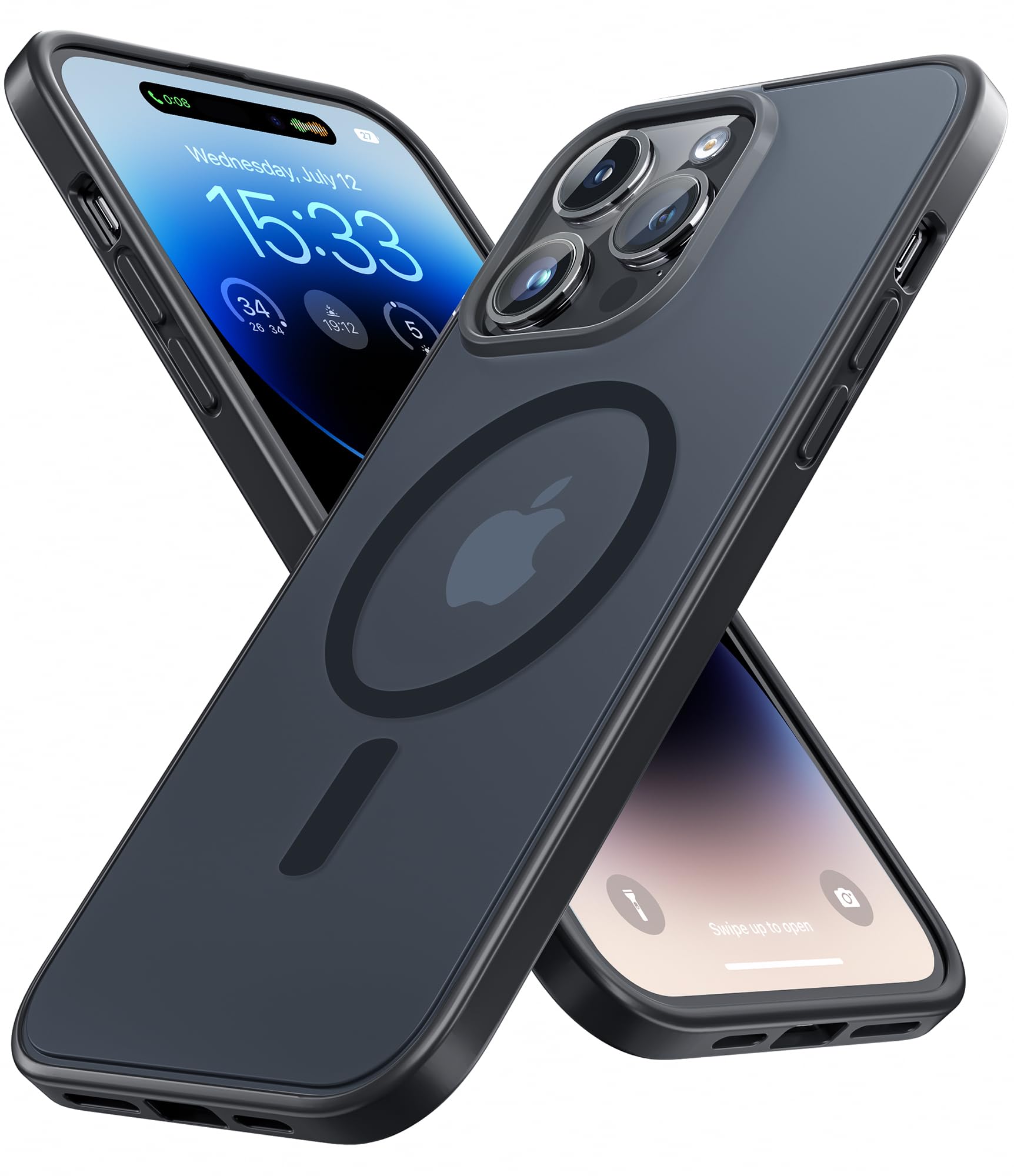 SUPERONE Magnetic Case for iPhone 14 Pro Max Case, [Military Grade Protection & Compatible with MagSafe] Slim Translucent Matte for iPhone 14 Pro Max Phone Case, Mystic Black