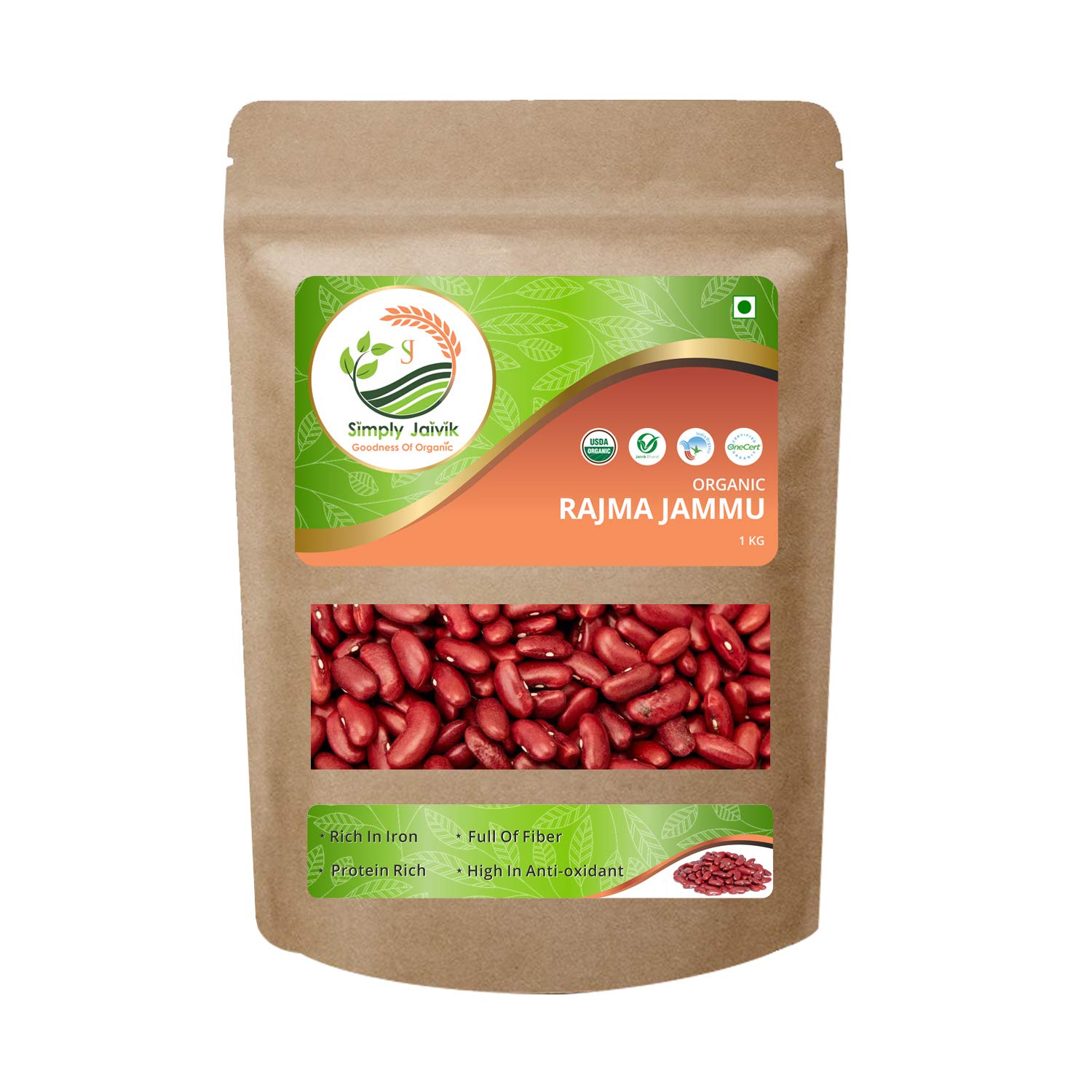 USDA Organic Certified Simply Jaivik Rajma Jammu 1Kg Organic Kidney