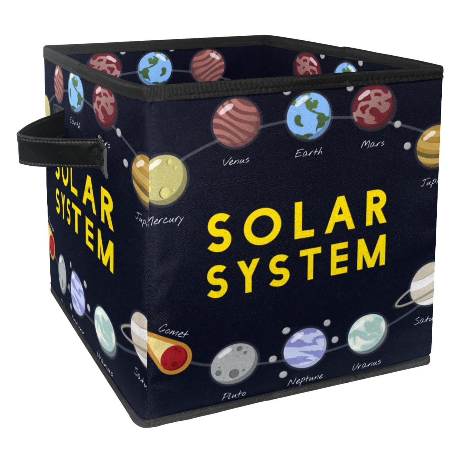 Boîte de rangement cubique pour chambre d'enfant motif système solaire