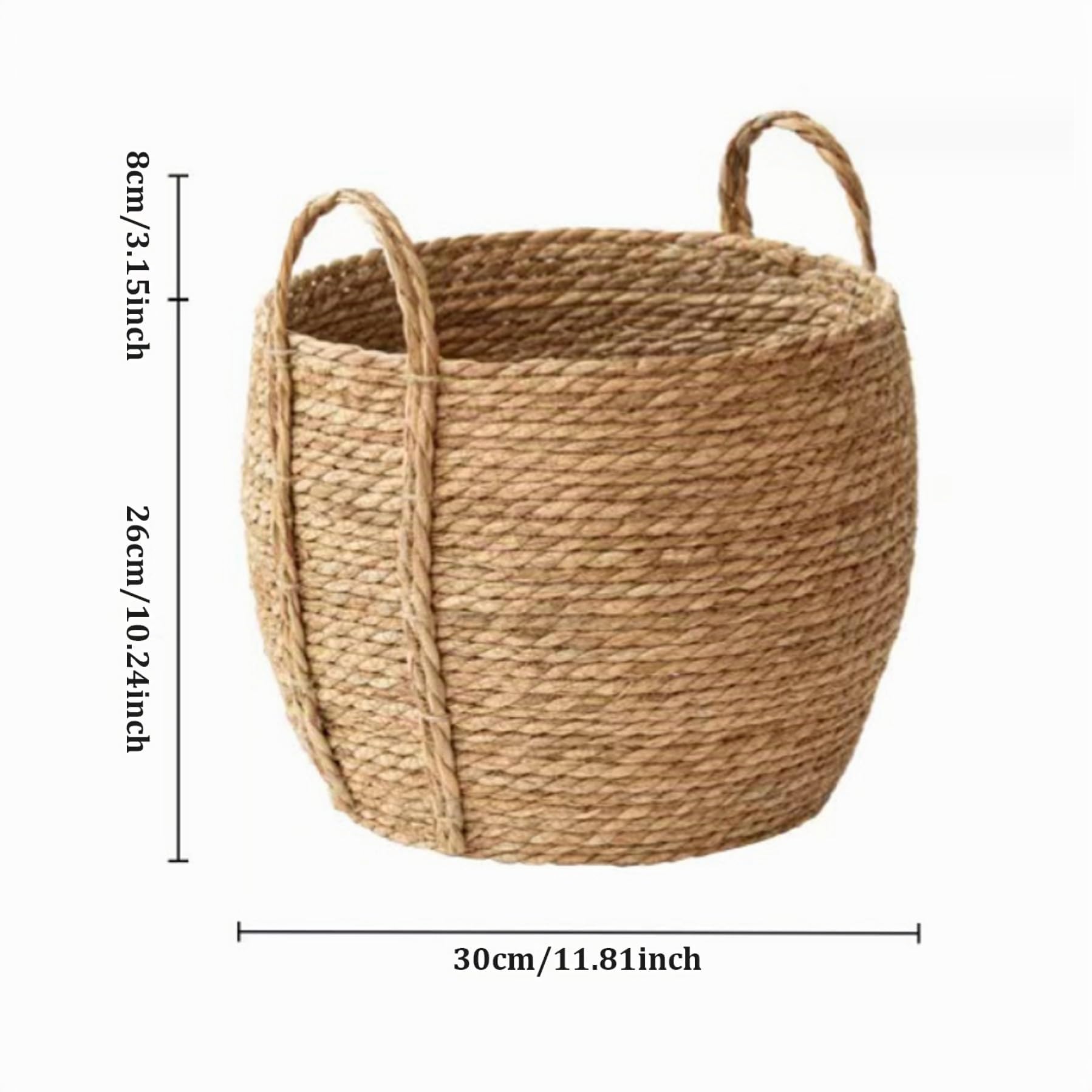Panier tressé Pot de plantes en osier tressé 25,9 x 30 cm Pot rond en rotin avec poignée, panier à plantes en osier pour ranger le linge