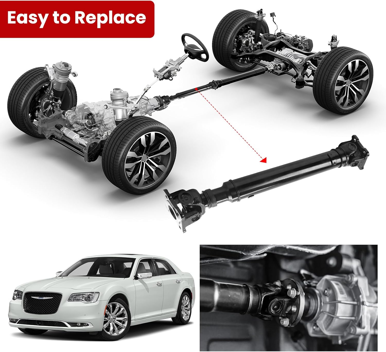 Front Drive Shaft Prop Shaft Driveshaft Assembly （AWD）Compatible with Dodge Charger 2015-2020 & 300 2015-2021，Challenger 2017-2021, Replace OE 68200149AD, 68200149AB