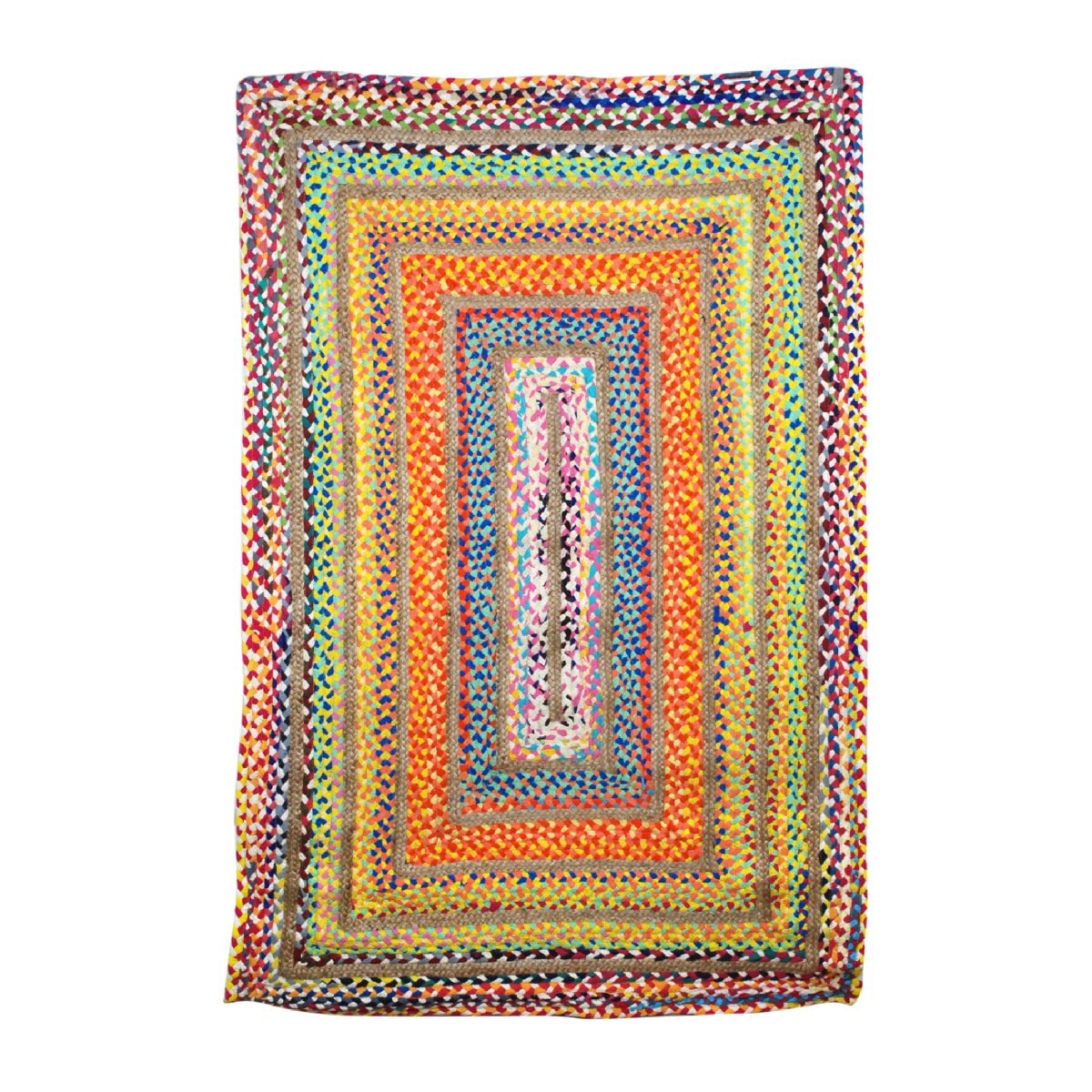 BY SIGRIS Signes Grimalt Alfombra de Yute Rectangular | Alfombra de Algodón y Yute - 180x120 cm | Multicolor