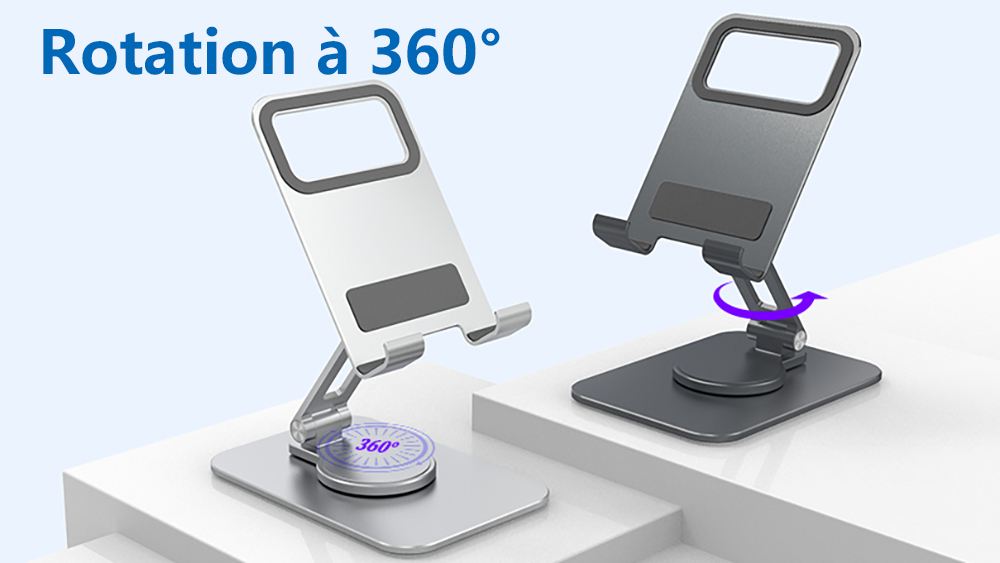 Teskyer Supporto Universale Per Cellulare E Tablet, In Alluminio, Rotazione 360° E Braccio Regolabile, Grigio