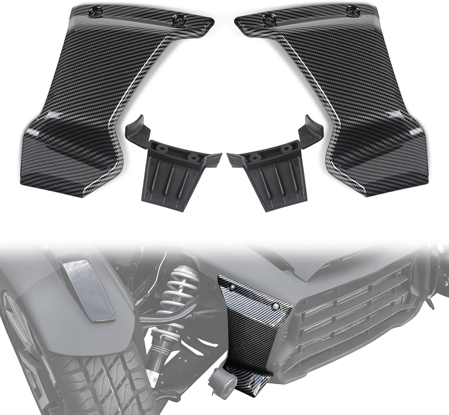 for Ryker Front Grill Trims, Carbon Fiber Front Grill Trims Lower Grill Protector for Can-Am Ryker 600, 900, Sport & Rally Editions Accessories All Models(2PCS, Replaces #219400947)