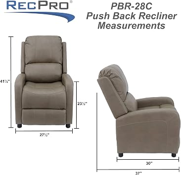 RecPro Charles 28 RV Push-Back Recliner | Small RV Chair | RV Furniture | Suprima Faux Leather (Chestnut)
