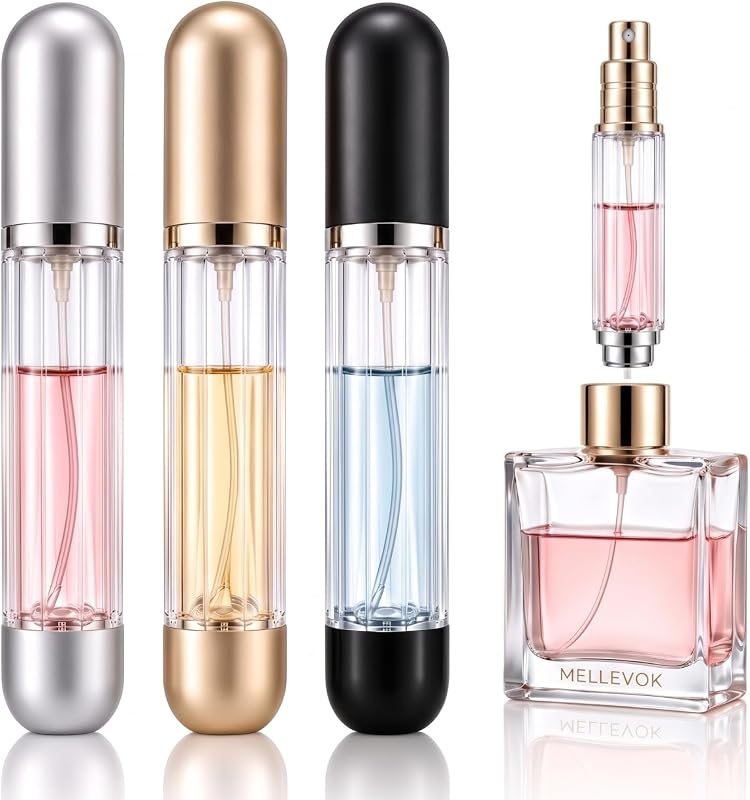 Frasco atomizador recarregável para perfume MELLEVOK 8 mL, Pacote com 3