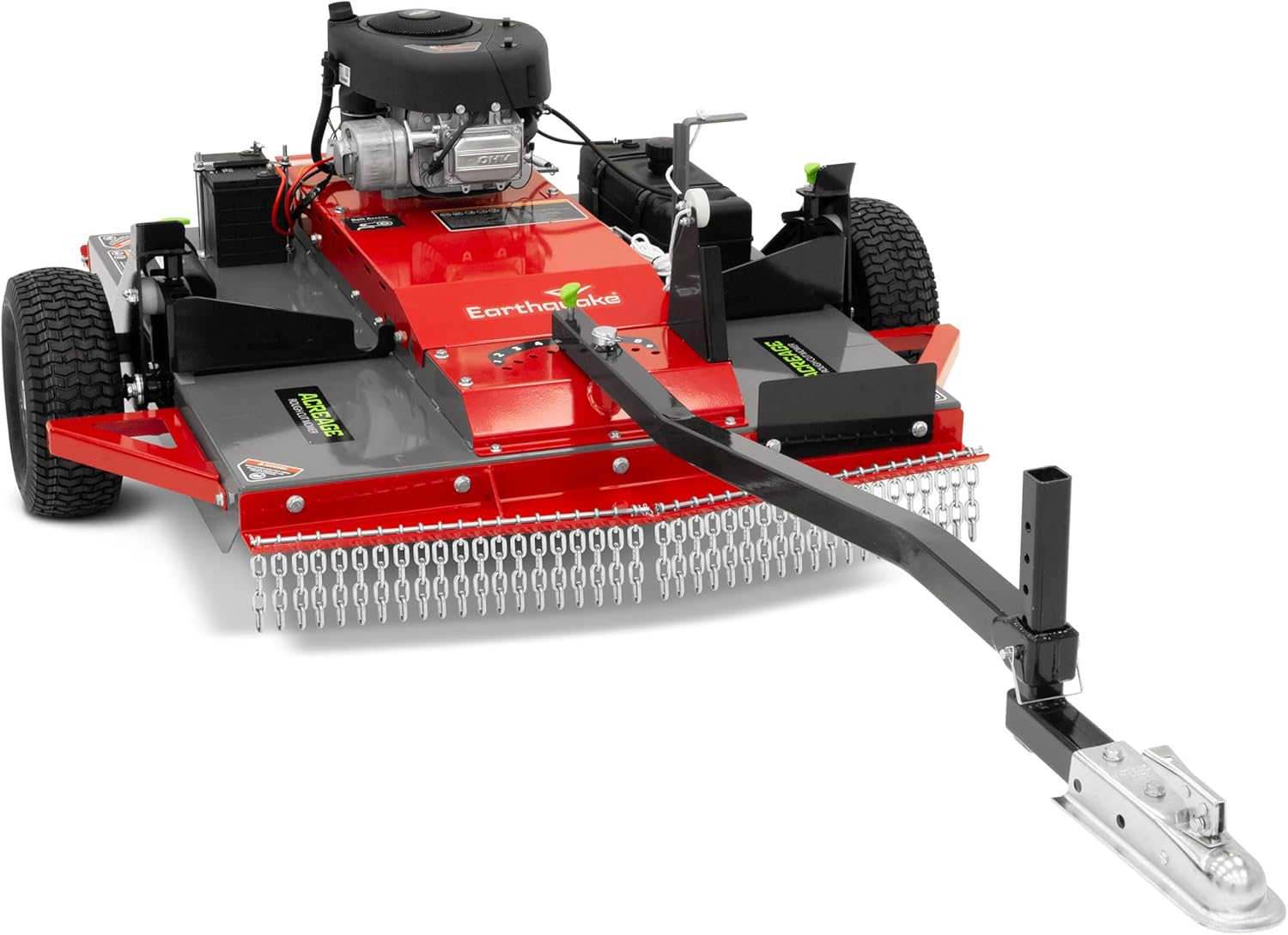 Earthquake Acreage Tow-Behind Mower, 44” Steel Deck, 17.5HP Briggs & Stratton, Electric Start w/Battery, Manual Blade Lever, Adjustable Tow & Height, 2” Ball, Model 42795
