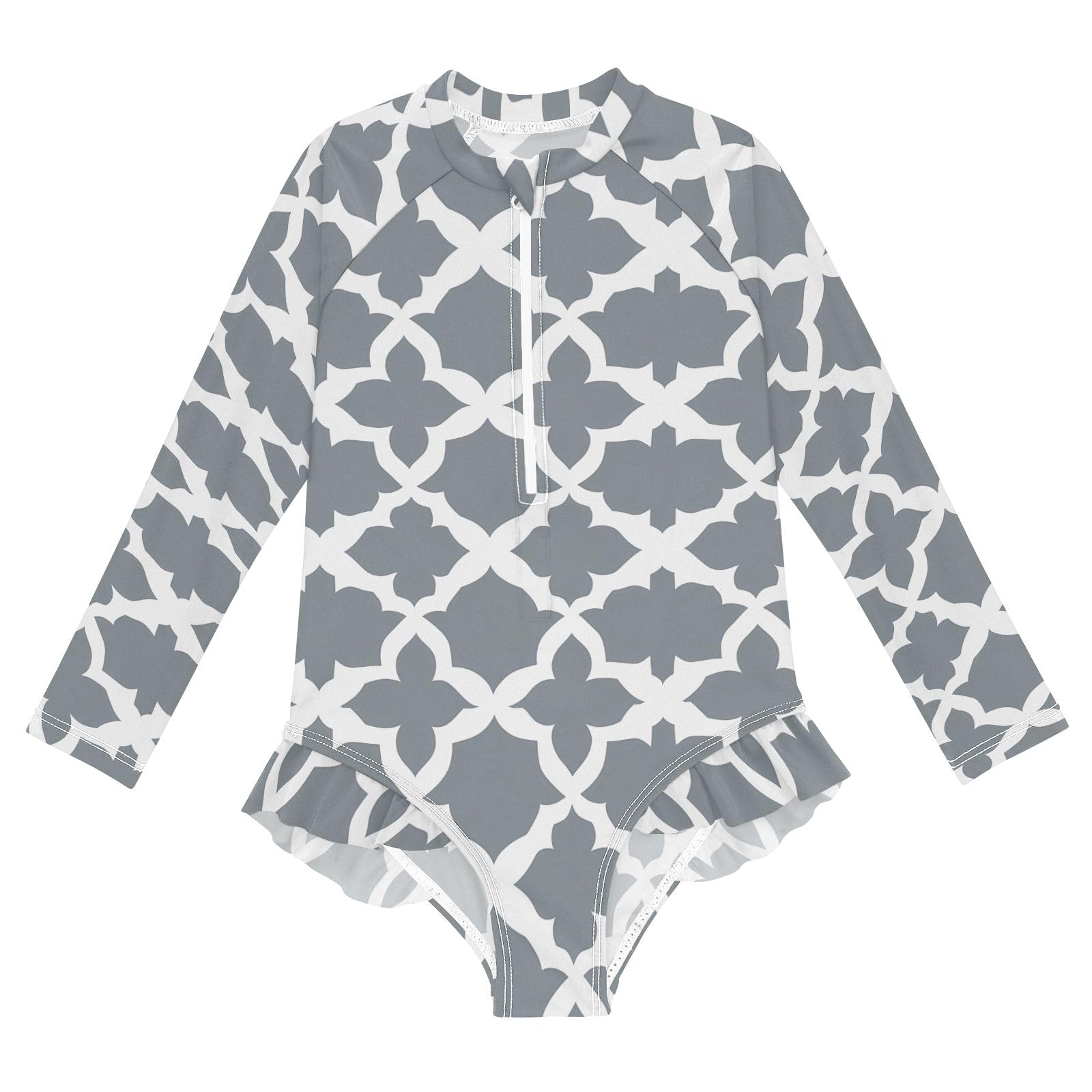 Swimsuit for Girls Long Sleeve Rashguard Bathing Suit Plaid Quick Dry 4T