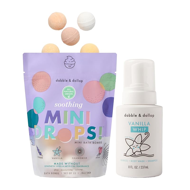 Dabble & Dollop Conjunto Fizz & Foam para Banho com Bombas de Banho e Vanilla Whip 3 em 1
