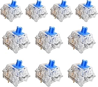 Zhouwang 50 Crystal Blue Switches,4 Kailh Box Switches,Dustproof and Waterproof,Strong Tactile Feedback with Crisp Click Sound,Suitable for clicker for 3D Prints and MX Gaming Mechanical Keyboards