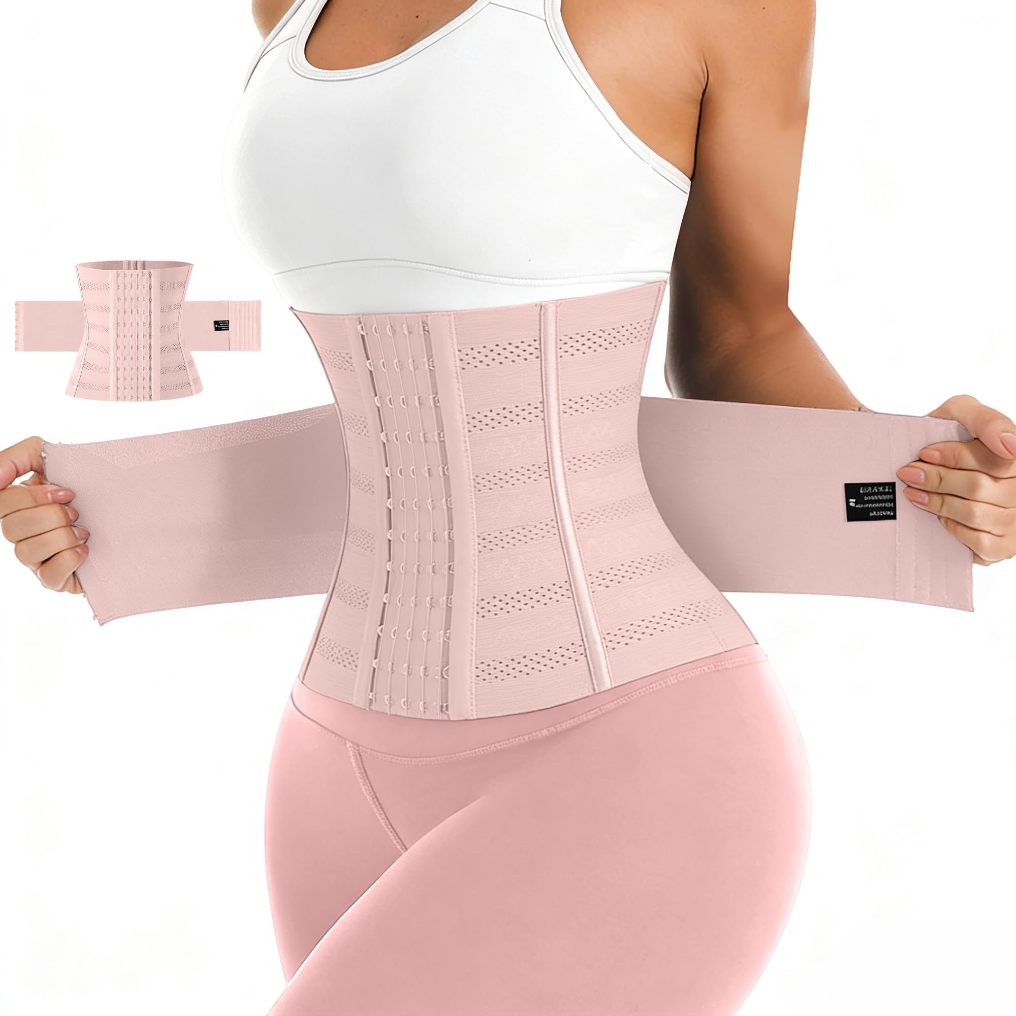 JXCTNNU Waist Trimmers Waist Trainer Belt Adjustable Belt Workout Belly Band Sports Girdles for Women Men Body Shaper (Pink, L (64-72kg)) â image 1