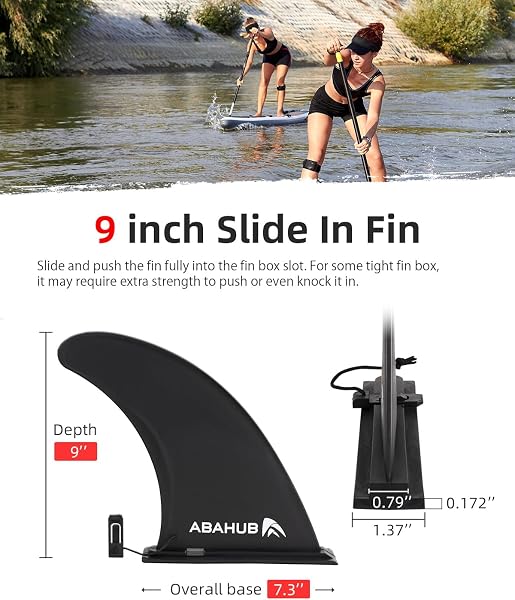 Abahub Pinna centrale singola da SUP da 9/10 '' con 1 vite senza attrezzi, pinne di ricambio per SUP rinforzate in fibra di vetro da 9/10 pollici per surf, tavola da surf, tavola da stand-up paddle, - 2