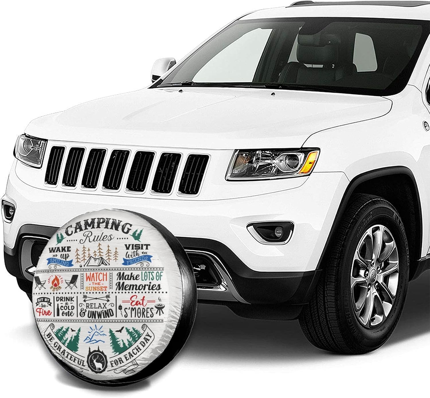 Camping Rules RV Spare Tire Cover, Camper Spare Tire Cover 15 inch