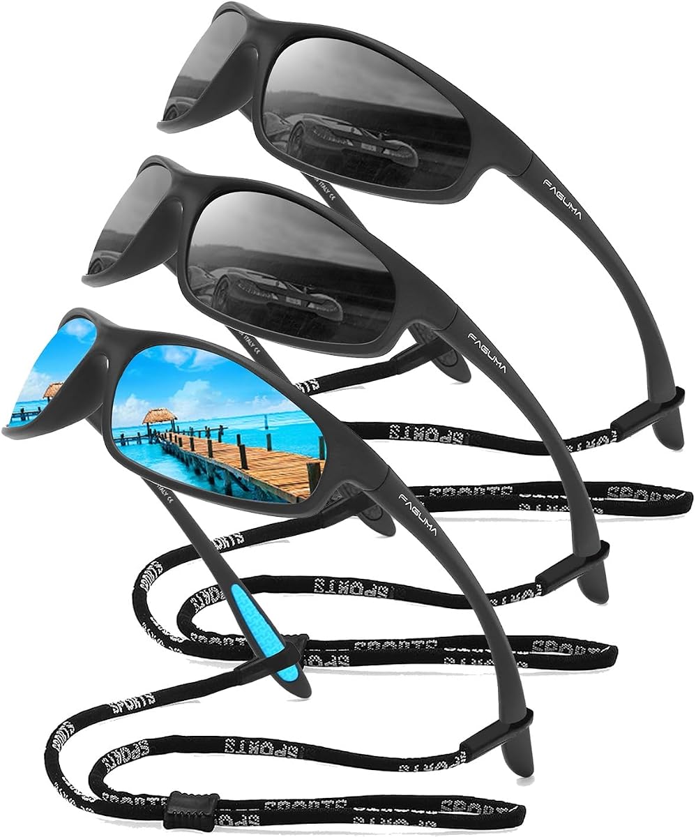 FAGUMA Polarized Sports Sunglasses For Men UV400 Protection | Cycling Driving Fishing