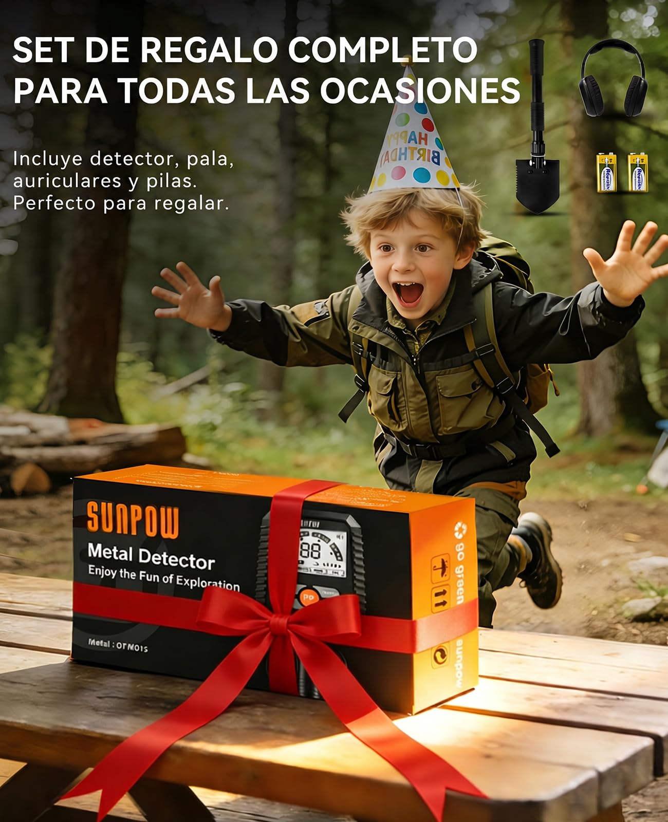 SUNPOW Detector de Metales : Chip Mejorado, Alta Precisión, Potente Cancelación de Interferencias, 4 Modos de Búsqueda (Modo Pinpoint, Modo de Memoria, Modo de All Metal, Modo Notch)