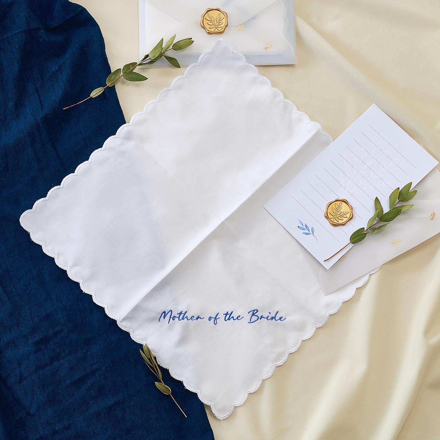 Truliva Wedding Gifts: Mother & Father of the Bride Handkerchiefs, Something Blue - Image 3
