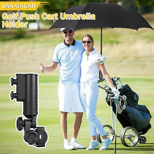 Miniatura 7 de Soporte de paraguas de carrito de golf resistente con base de aluminio ajustable de 180 para cochecito, bicicleta, silla de ruedas, bicicleta, silla