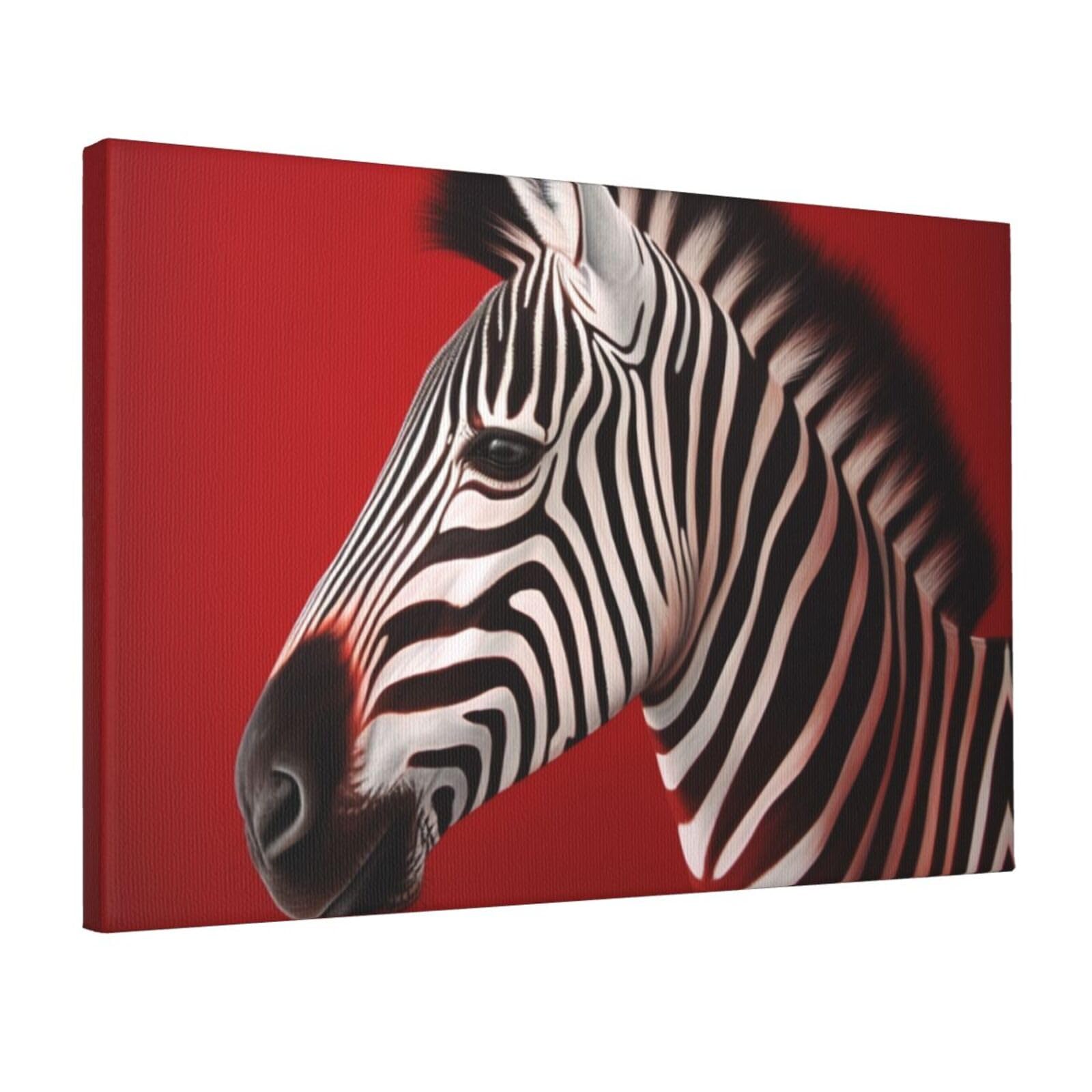 Canvas Wall Art for Living Room Wall Decor 12"x18" Modern Artwork Painting Pictures Hanging Canvas Prints Zebra Red Aesthetic Wall Art for Bedroom Bathroom Office Wallart Decor