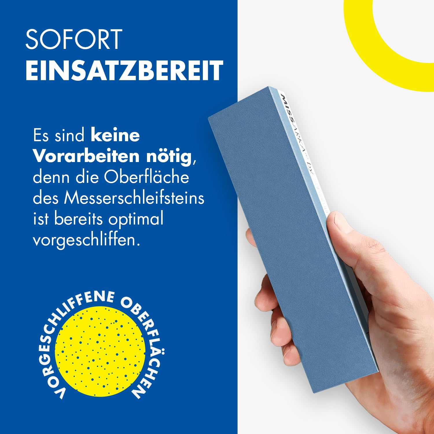 Zische Missarka Blue - Messerschärfer - Messerschleifer- Schleifstein aus Edel-Korund - 200x60x25 mm - 2 Körnungen FEPA 500/1200