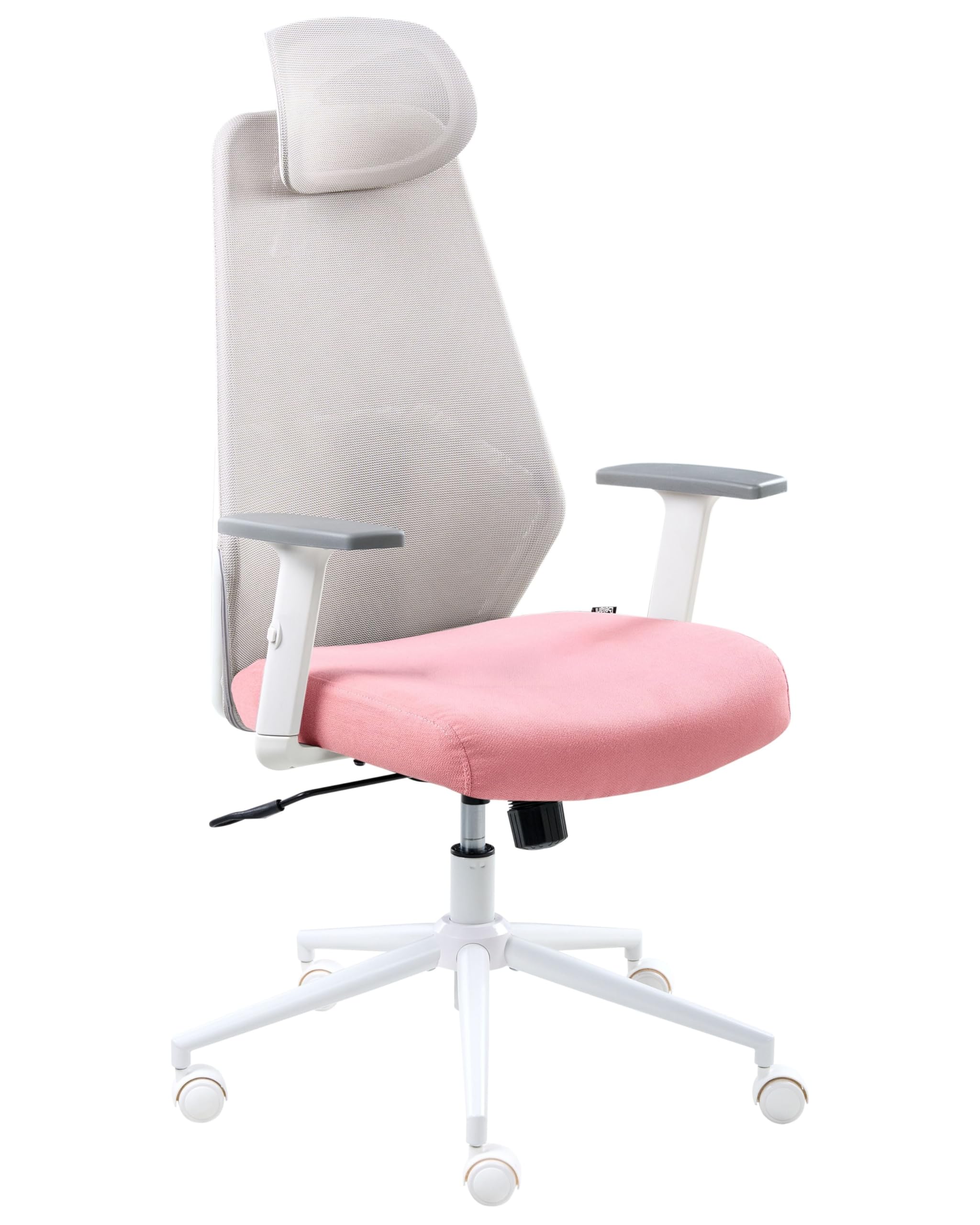 Beliani Silla de Oficina Multifuncional tapicería de Malla reposabrazos y reposacabezas Ajustables Ajuste de la Altura del Asiento Base giratoria inclinación del Respaldo Gris y Rosa Oryn