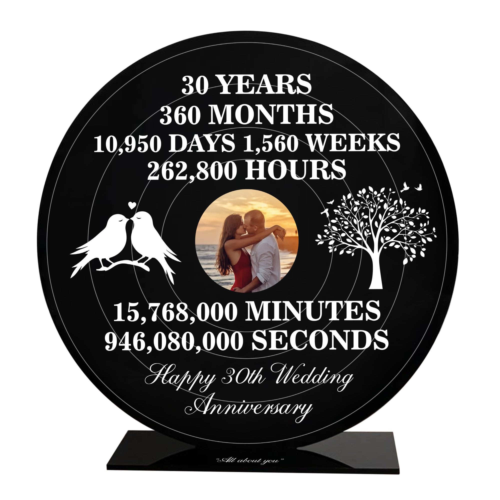 Red Ocean Personalised Photo Frame For 30th Anniversary For Husband Wife Women Men Her Him 30th Wedding Anniversary Vinyl Style Picture Frame Keepsake