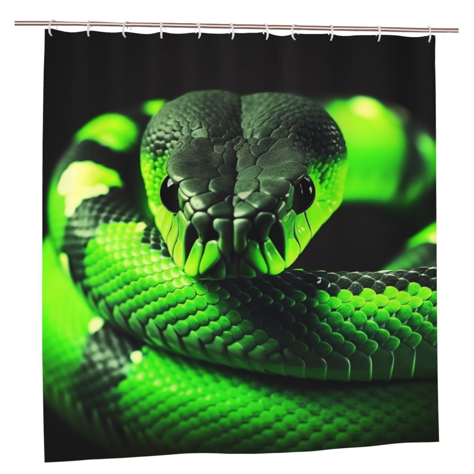 Rideau de douche imprimé serpent 3D imperméable en tissu durable