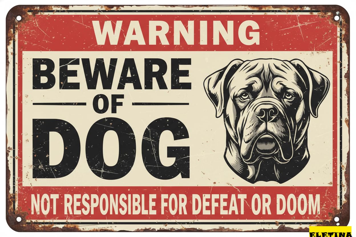 Vintage Metal Tin Sign for Man Cave Beware Of Dog Rottweiler Warning Beware Of Dog S Fence Outdoor Farm Garden Gate Home Yard Decor 8x12 Inch Private Property Decorative