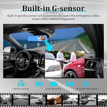 4.5 Inch Rear View Mirror Camera for Car with 64G TF Card, 1080P IPS Screen/Loop Recording / 150 Wide Angel/Night Vision/G-Sensor/Parking Assistance