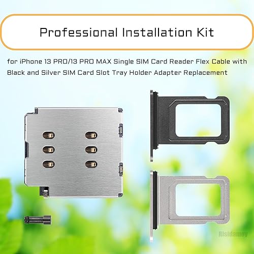 Miniatura 2 de para iPhone 13 PRO MAX Lector de tarjetas SIM individual Cable flexible con bandeja de tarjeta SIM negro y plateado Reemplazo del adaptador de