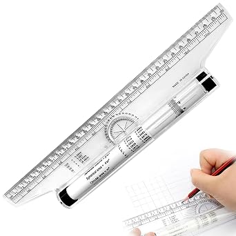Parallel Ruler, 11.8 inches 30 cm, Universal Ruler, Rolling Ruler, Plastic, Drafting, Protractor, Stationery, Line Drawing, Drawing, Graphing, Office Supplies