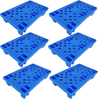 Kunststoffpalette, 6 Stück, leicht, verschachtelbar, blau, Polyethylen-Paletten, Mini-Bodenpalette, feuchtigkeitsbeständig, für Restaurant, Küche, Geschäft, Supermarkt, Keller, Lagerhaus, L 49,8 cm x